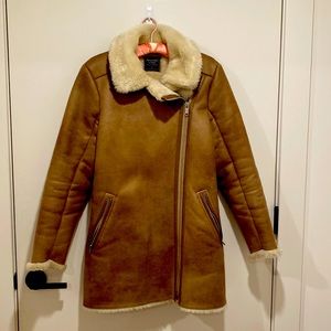 Abercrombie Shearling Coat. Mid Length